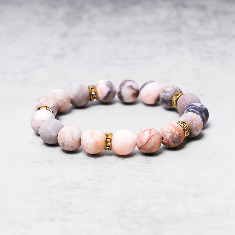 Braccialetto di perline di diaspro zebrato con cristalli curativi per ansia e stress Buddha Stones