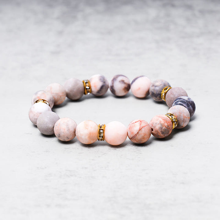 Braccialetto di perline di diaspro zebrato con cristalli curativi per ansia e stress Buddha Stones