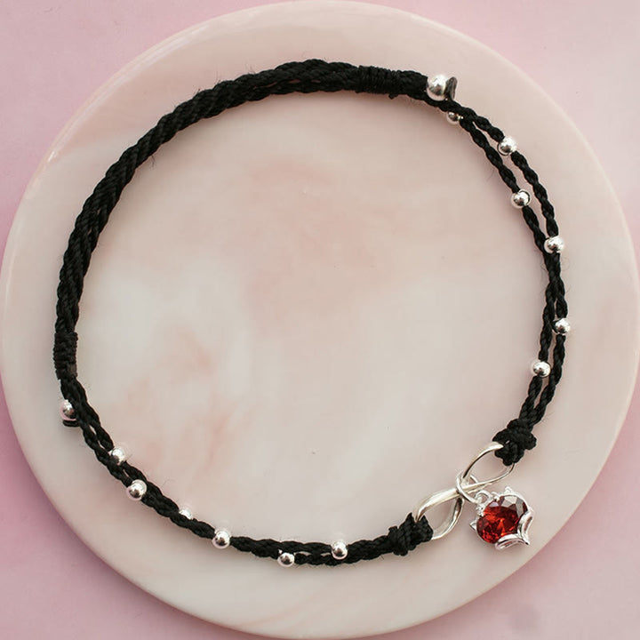 Cavigliera intrecciata con Buddha Stones, simbolo dell'amore, cuore e infinito