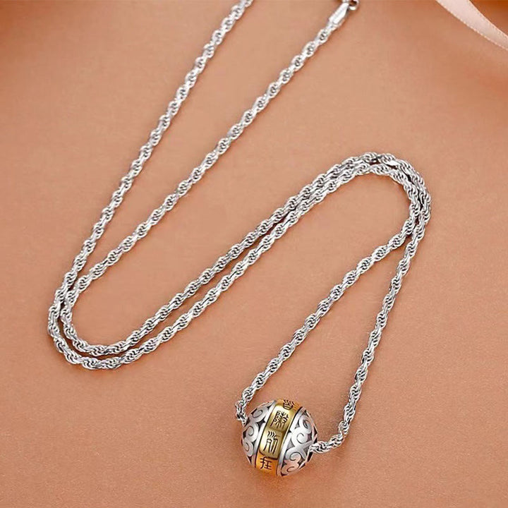 Collana con ciondolo girevole con amuleto inciso con mantra taoista a nove caratteri Buddha Stones Balance - image 1