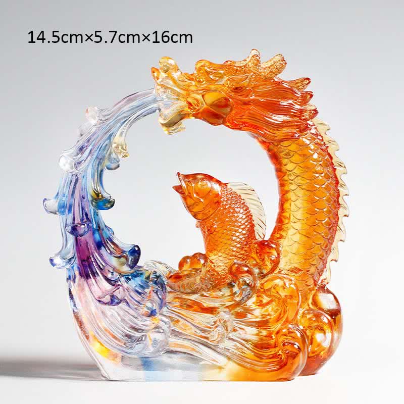 Buddha Stones Feng Shui Drago Koi Pesce Fatto a Mano Liuli Cristallo Arte Pezzo Decorazione Casa Ufficio - image 3