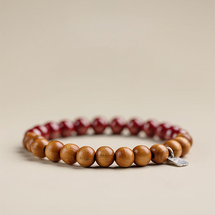 Bracciale Buddha Stones in argento sterling 925, legno di pesca, cinabro, allontana gli spiriti maligni - image 7