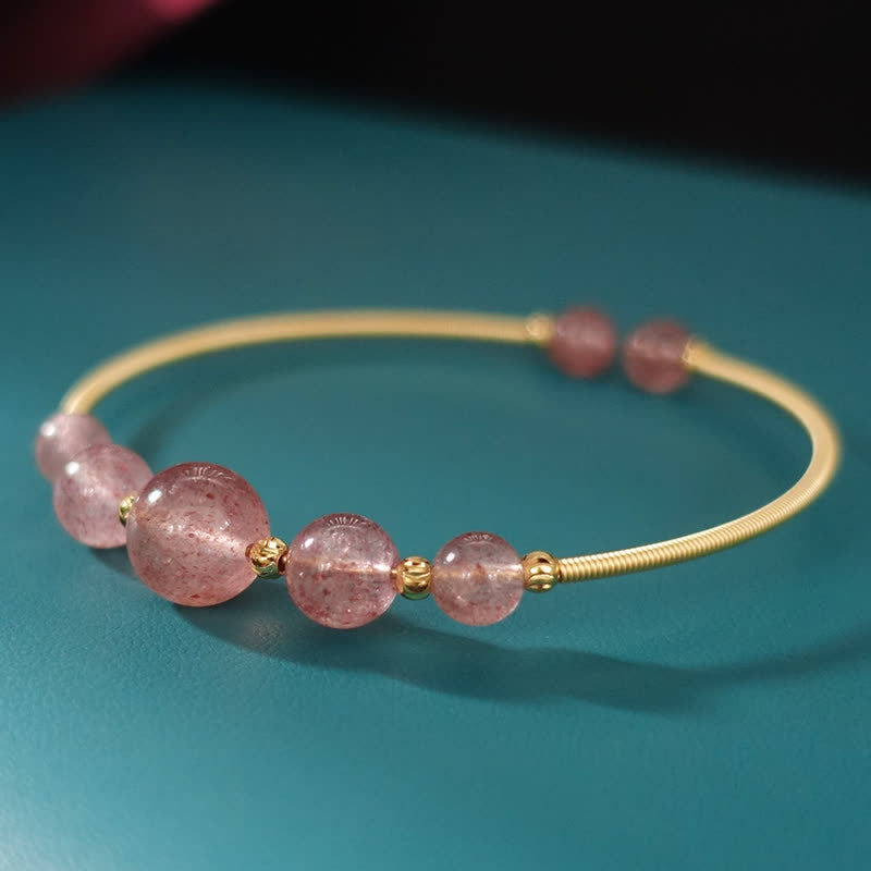 Braccialetto di guarigione dell'amore in quarzo fragola naturale Buddha Stones