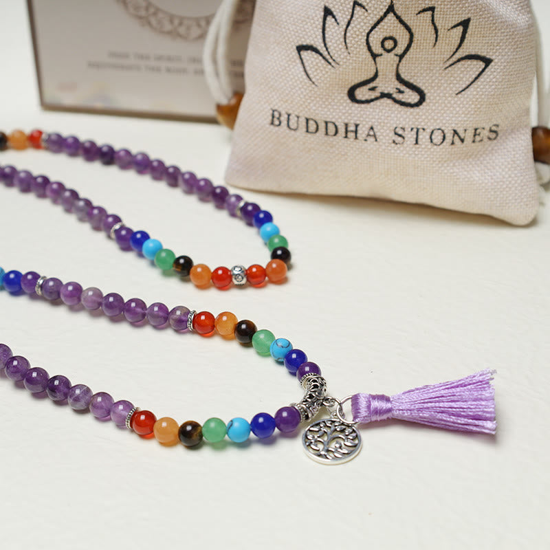 Buddha Stones, cristalli curativi, Mala, perline da preghiera, 108 bracciali multistrato per meditazione e guarigione