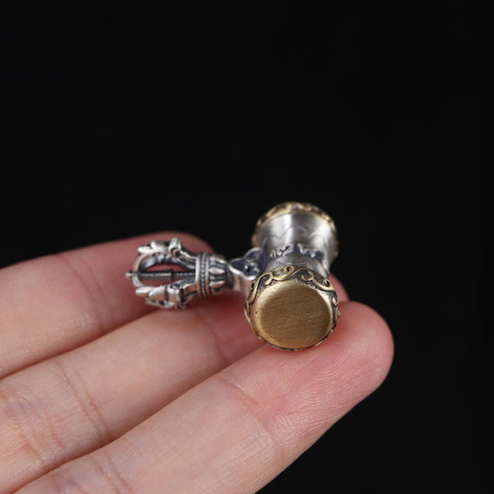 Buddha Stones Tibet 925 Sterling Silver Om Mani Padme Hum Dorje Campana Vajra Inciso Illuminazione Ciondolo Appeso Decorazione - image 13
