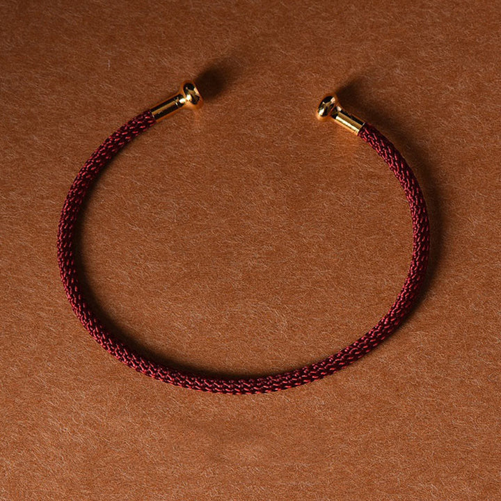 Braccialetto con polsino in corda intrecciata con design semplice fatto a mano Buddha Stones - Rosso scuro - image 8