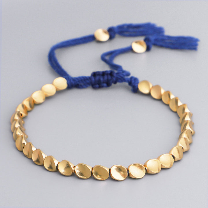 Braccialetto portafortuna con perline di rame tibetano Buddha Stones - corda blu - image 8