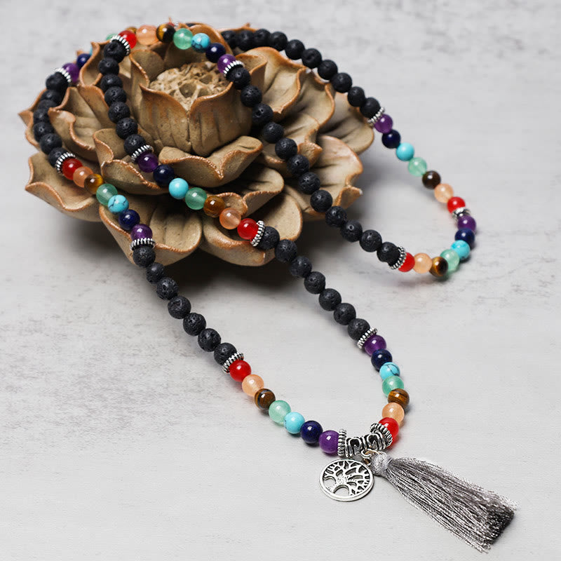 Buddha Stones, cristalli curativi, Mala, perline da preghiera, 108 bracciali multistrato per meditazione e guarigione