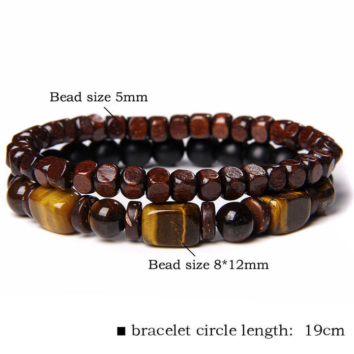 Braccialetto del coraggio in pietra ematite con occhio di tigre e pietre smerigliate Buddha Stones