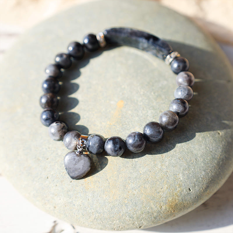 Braccialetto di perline curative con cuore d'amore in quarzo naturale Buddha Stones