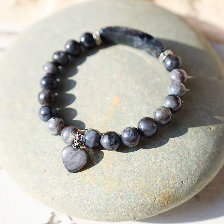 Braccialetto di perline curative con cuore d'amore in quarzo naturale Buddha Stones