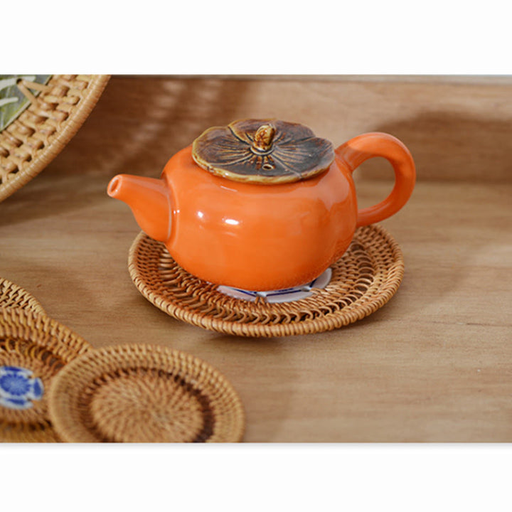 Sottobicchiere per tazza da tè in rattan con motivo floreale in ceramica - image 20