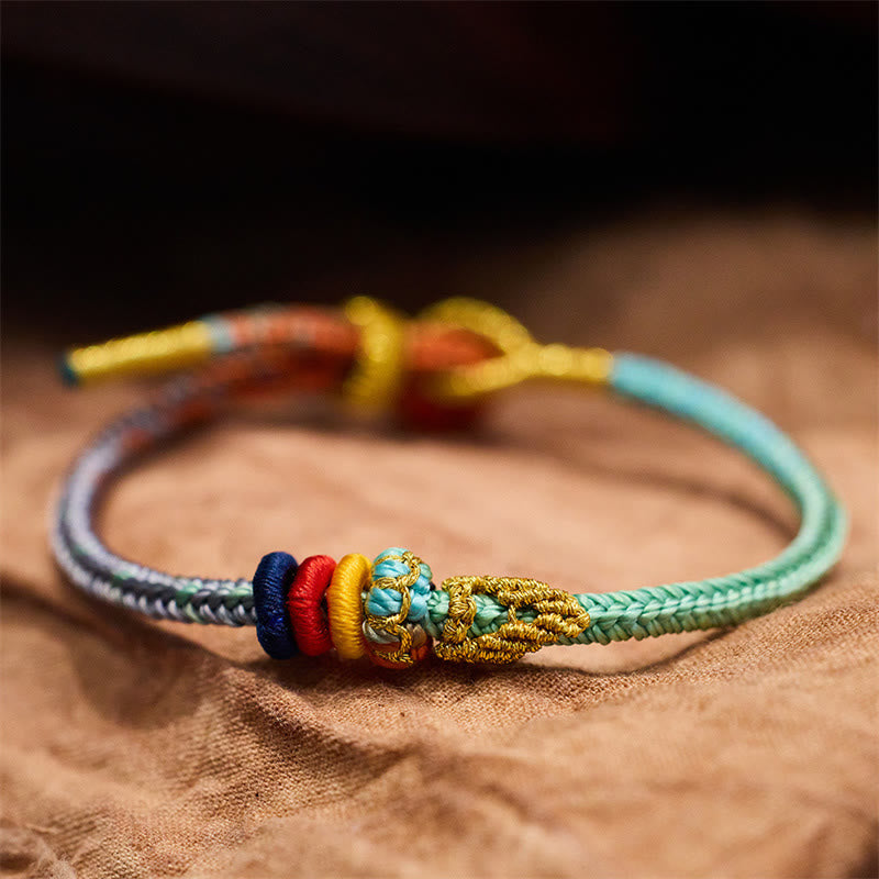Braccialetto fatto a mano con nodo della pace , Buddha Stones, corda colorata, otto fili, fortuna - image 1