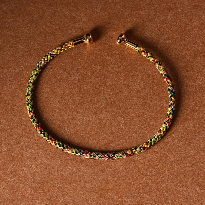 Braccialetto con polsino in corda intrecciata con design semplice fatto a mano Buddha Stones - Giallo Verde - image 19