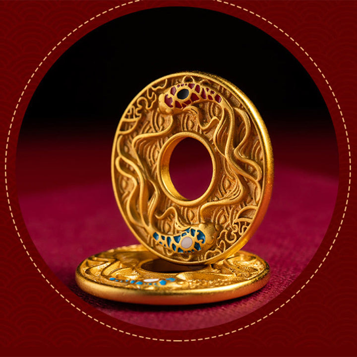 Portachiavi Buddha Stones Double Koi Fish Peace Buckle Wealth Luck