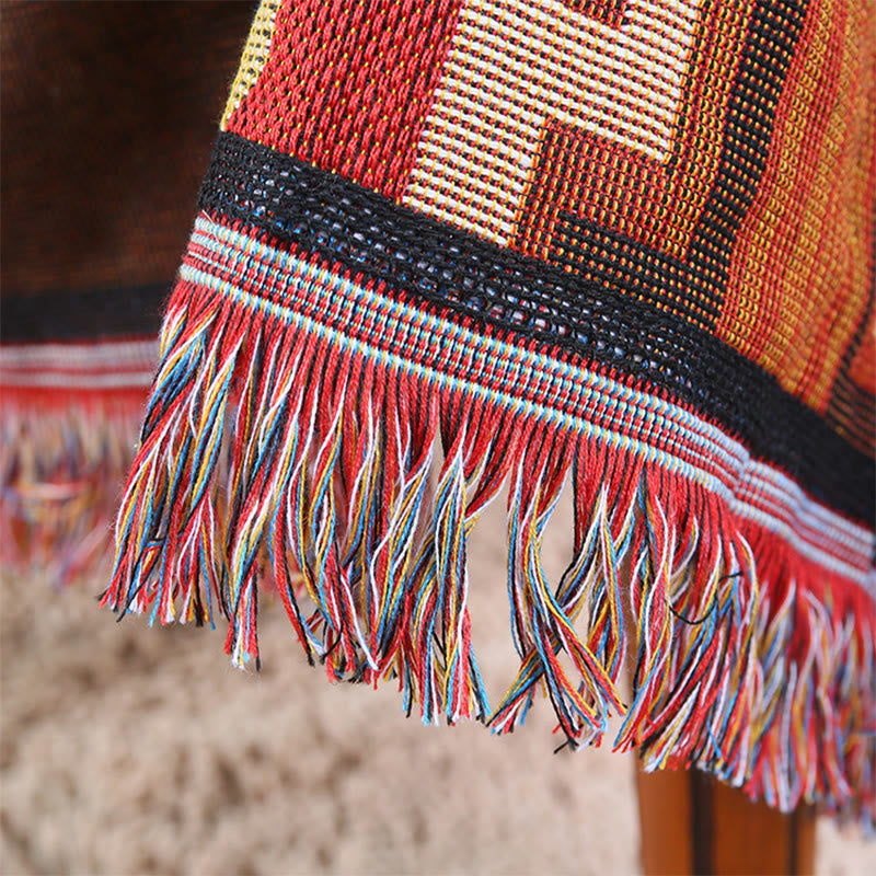Coperta artigianale tinta a mano con motivo geometrico tibetano Buddha Stones