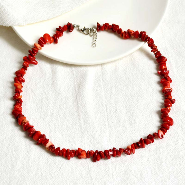 Buddha Stones Collana portafortuna in pietra di cristallo naturale - Corallo rosso - image 11