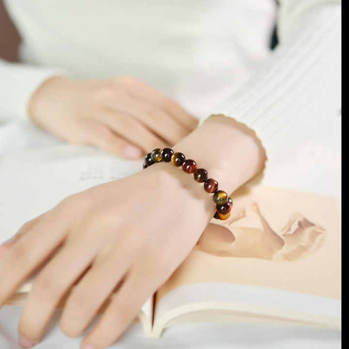 Braccialetto di protezione positiva con occhio di tigre naturale Buddha Stones