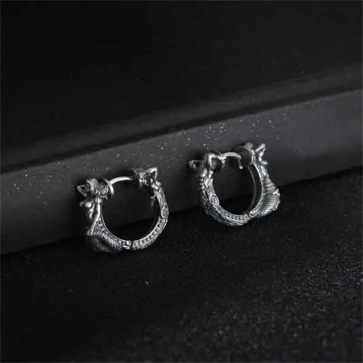 Orecchini di protezione con motivo a cerchio di drago in argento sterling 925 Buddha Stones - image 3
