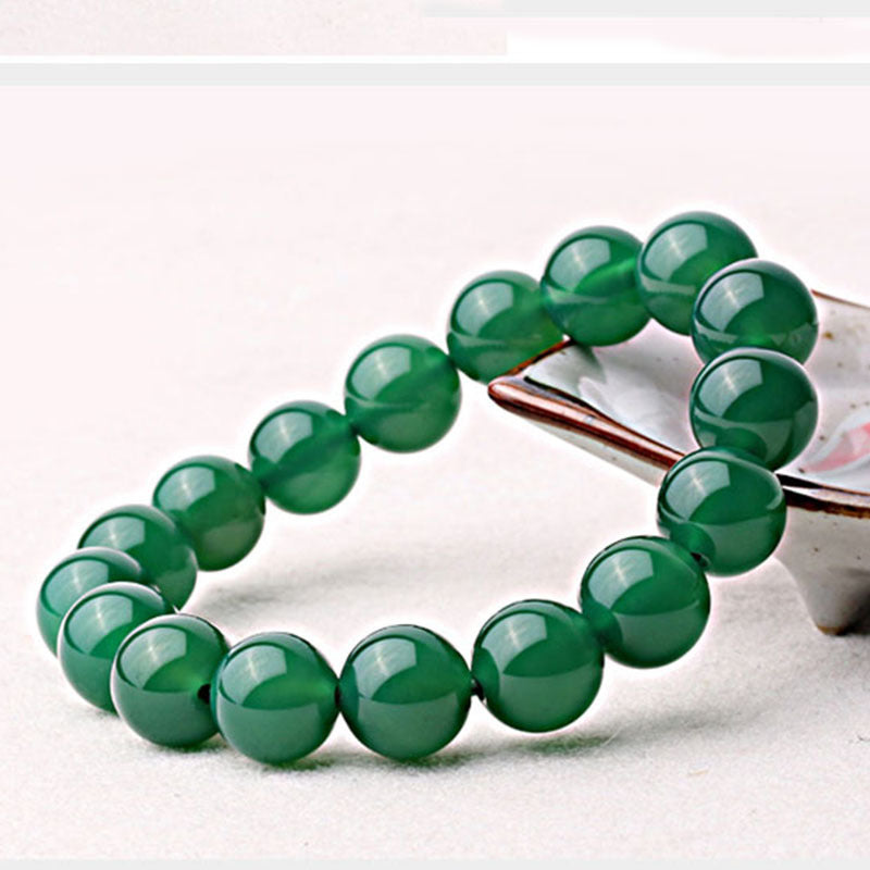 Braccialetto di supporto in agata verde naturale Buddha Stones