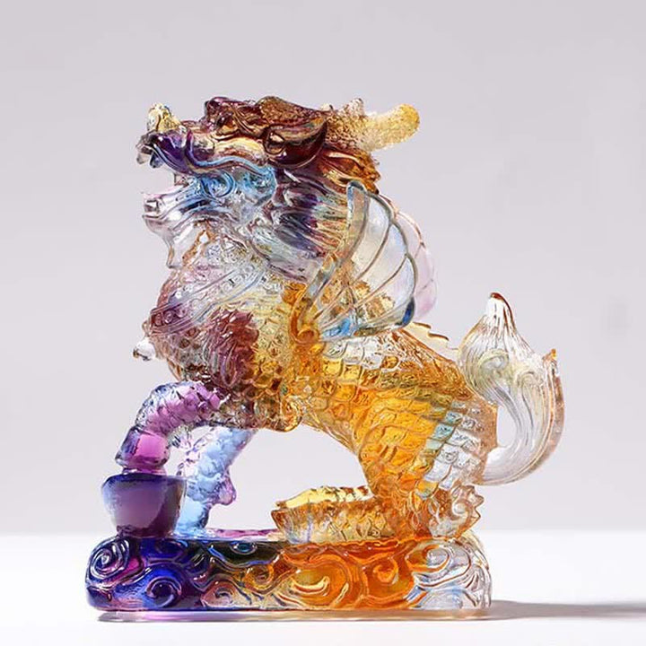 Feng Shui Kirin Fatto a mano Liuli Cristallo Arte Pezzo Fortuna Casa Ufficio Decorazione - image 8