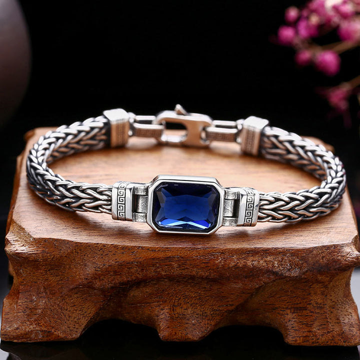 Bracciale con fibbia per la ricchezza e guarigione con chiglia di drago in acrilico blu retrò Buddha Stones