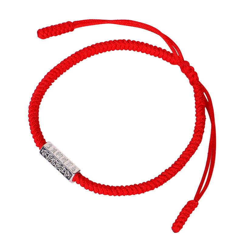 Braccialetto con corda rossa Buddha Stones Om Mani Padme Hum Luck Protection