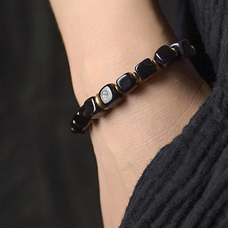 Braccialetto di coppia Buddha Stones Black Obsidian Crystal Copper Strength - image 2
