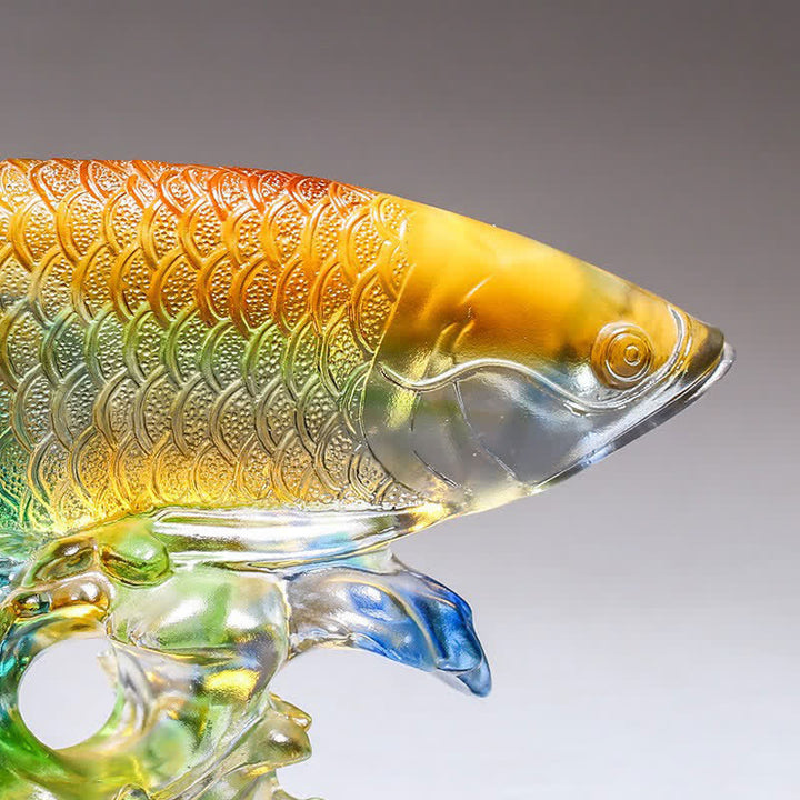 Pezzo d'arte fatto a mano in cristallo Liuli Koi Fish, decorazione per ufficio e casa - image 9