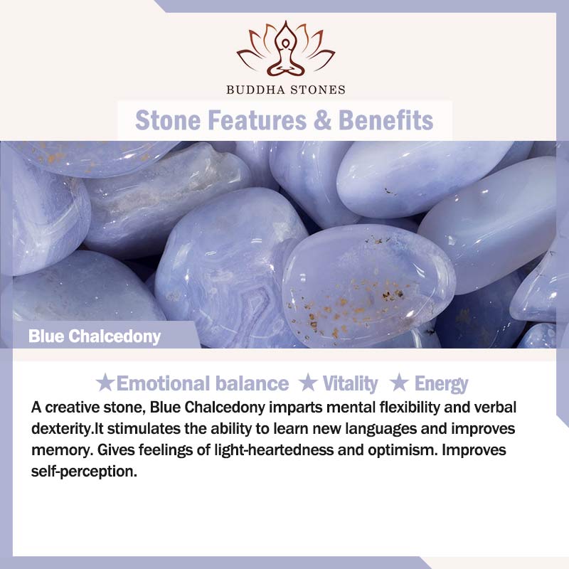 Braccialetto Buddha Stones Calcedonio Blu Equilibrio Emozionale