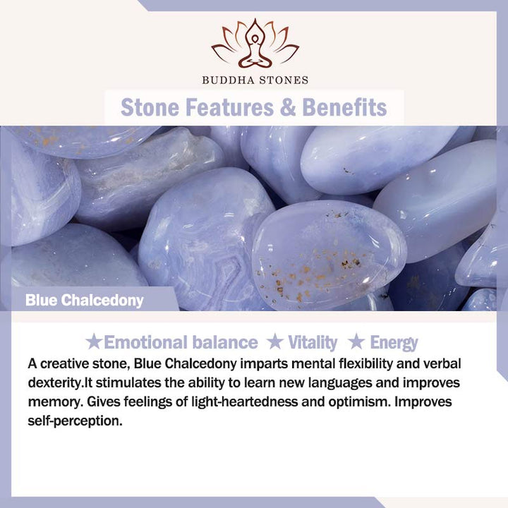 Braccialetto Buddha Stones Calcedonio Blu Equilibrio Emozionale