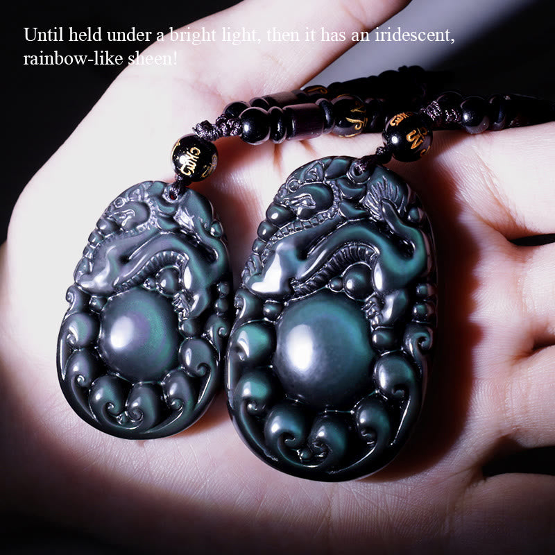 Collana Buddha Stones Tibetano Arcobaleno Positivo Ossidiana PiXiu - image 5