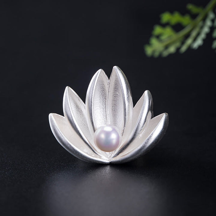 Spilla Buddha Stones 925 Sterling Silver Lotus Flower Pearl New Beginning - image 6