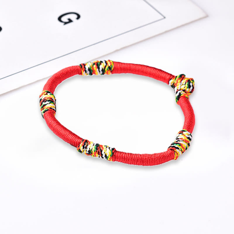 Braccialetto di corda intrecciata con nodo King Kong colorato fatto a mano tibetano Buddha Stones - Bracciale fisso rosso 19 cm - image 8