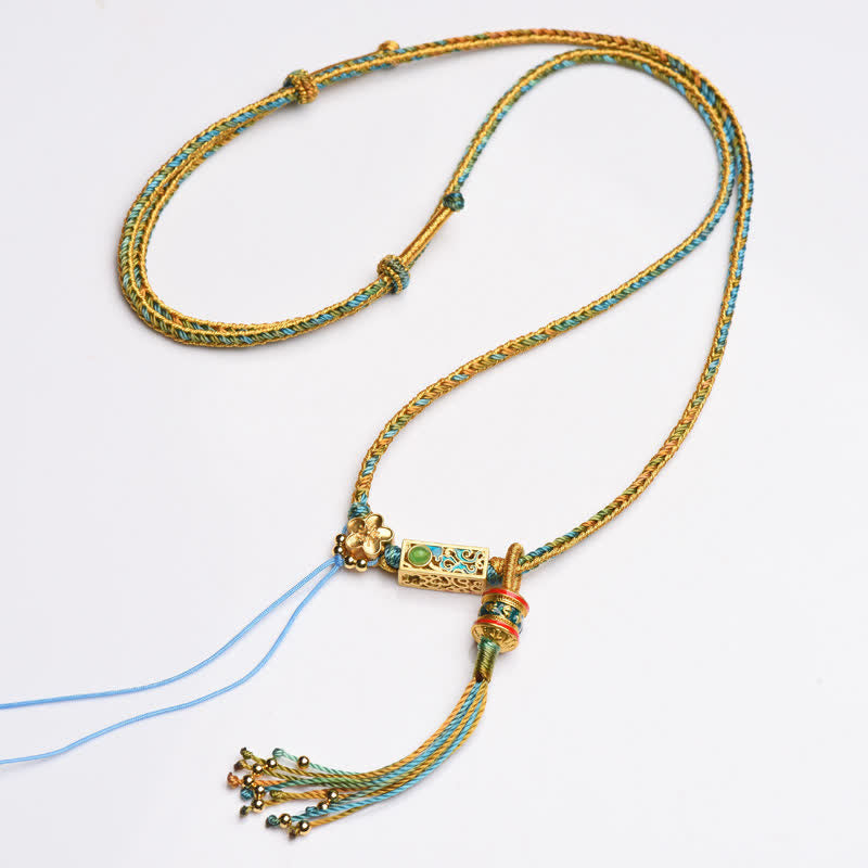 Collana con ciondolo in rame colorato con Buddha Stones e corda di ricchezza - image 8