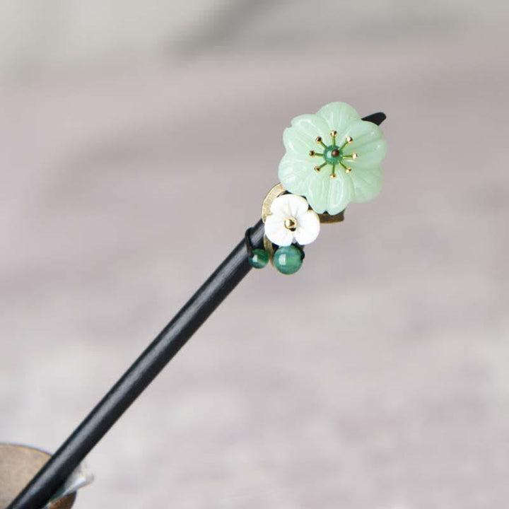 Decorazione per forcina con fiore di agata verde e Buddha Stones, positività