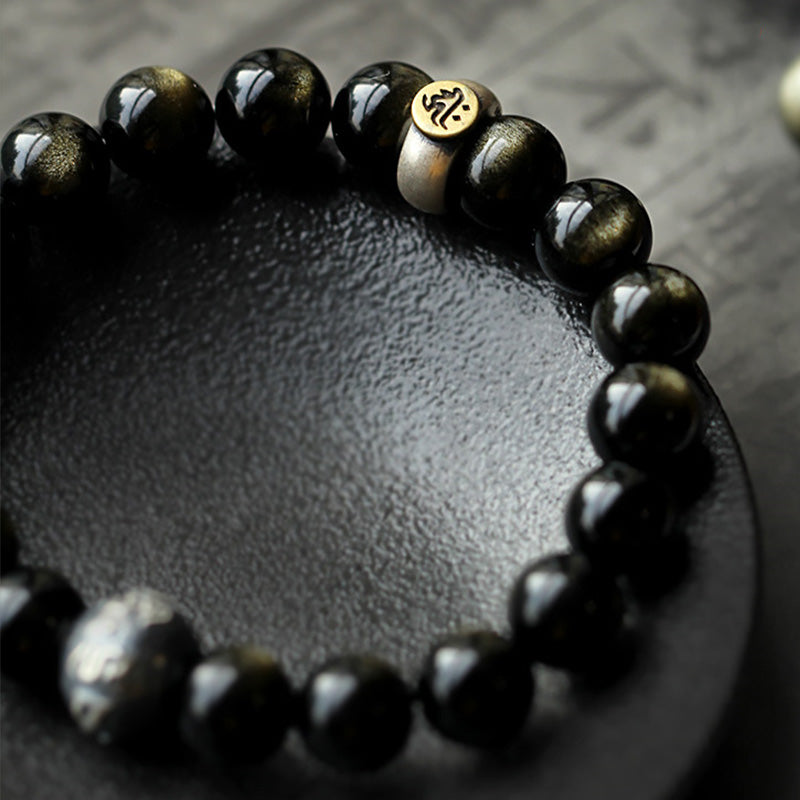 Braccialetto purificante in ossidiana con Buddha Stones e zodiaco cinese - image 15