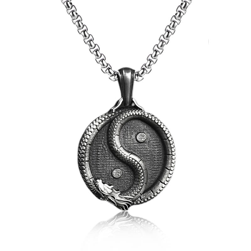 Buddha Stones Pure Tin Yin Yang Drago Fortuna Forza Collana Pendente - Ciondolo e catena comune - image 3
