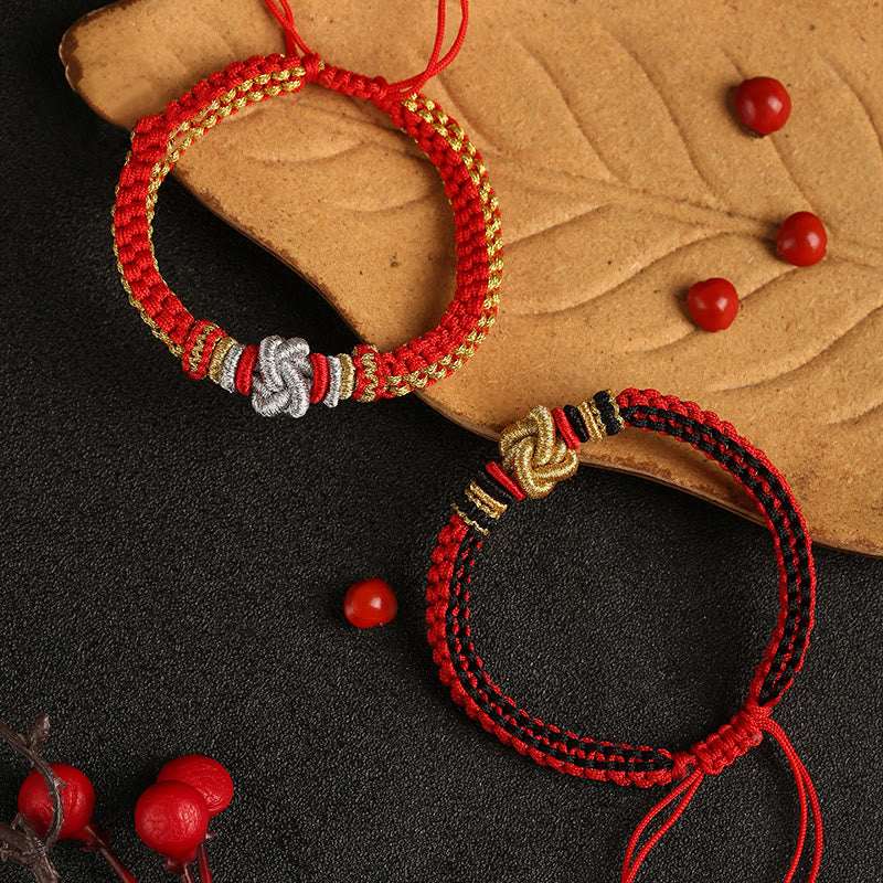 Braccialetto fatto a mano con nodo d'amore vero e colorato in Buddha Stones, fortuna