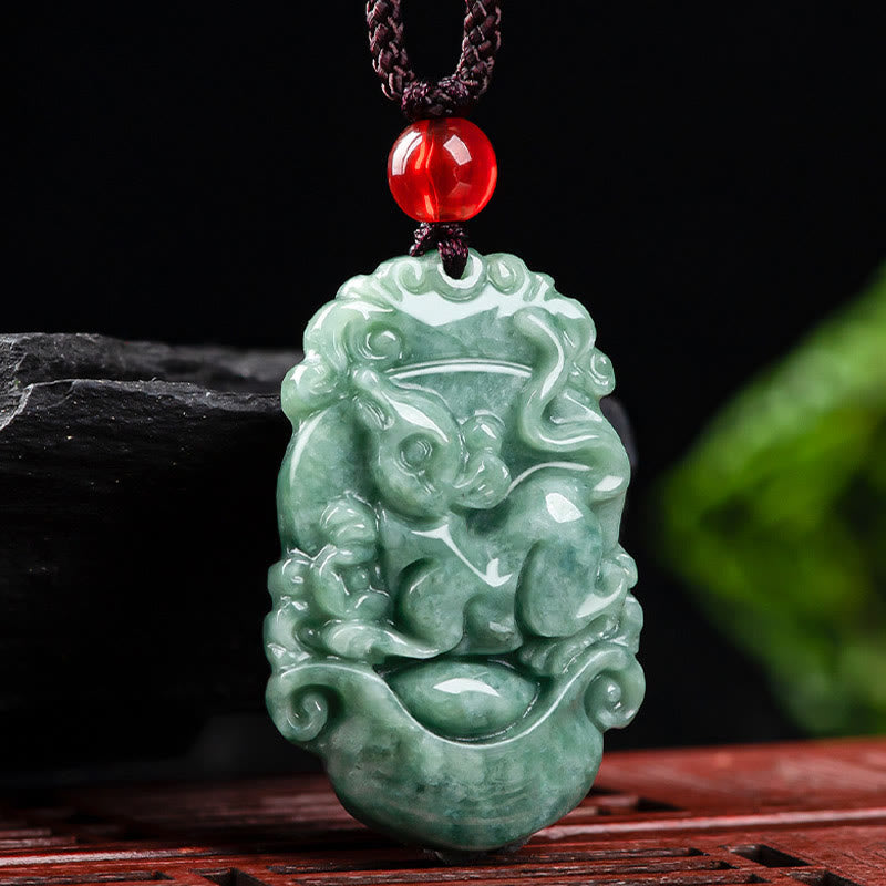 Collana con ciondolo Buddha Stones Natural Jade 12 Zodiaco Cinese Prosperità - image 10