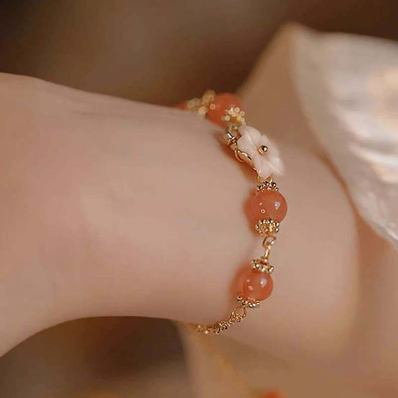 Braccialetto Buddha Stones Red Agate Tridacna Stone Flower Confidence