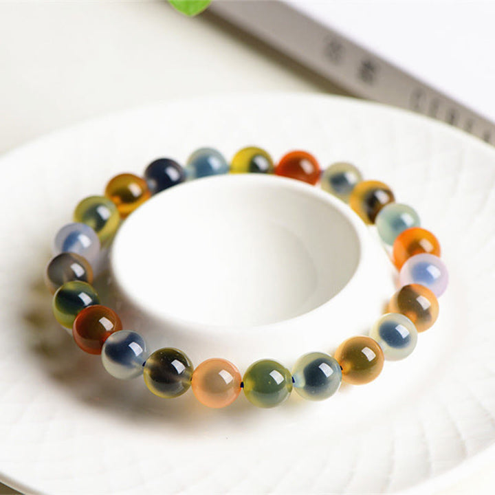Braccialetto di perline di forza armonia agata caramella colorata naturale Buddha Stones