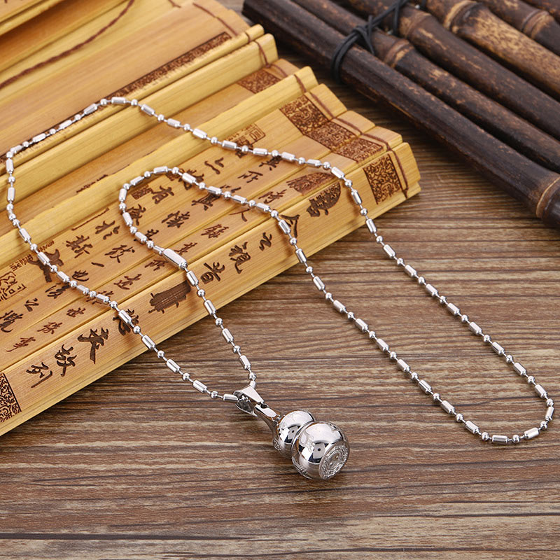 Buddha Stones Simbolo Yin Yang Tibetano Zucca Armonia Collana Pendente in Acciaio al Titanio - image 8