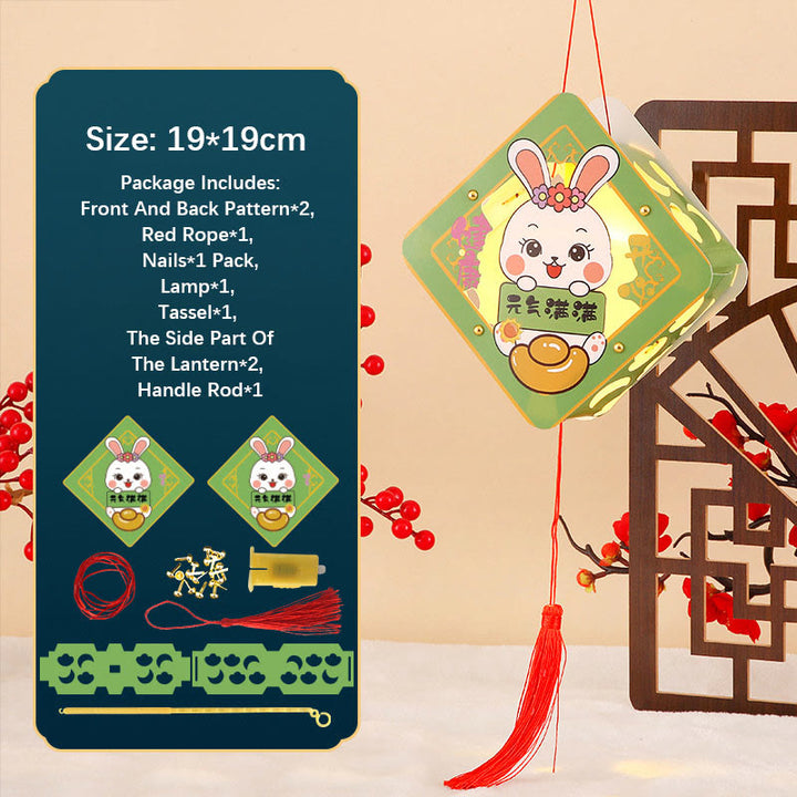 Buddha Stones fai da te Buona fortuna Coniglio carino Lanterna di carta Lampada Decorazione lanterna per festa di metà autunno