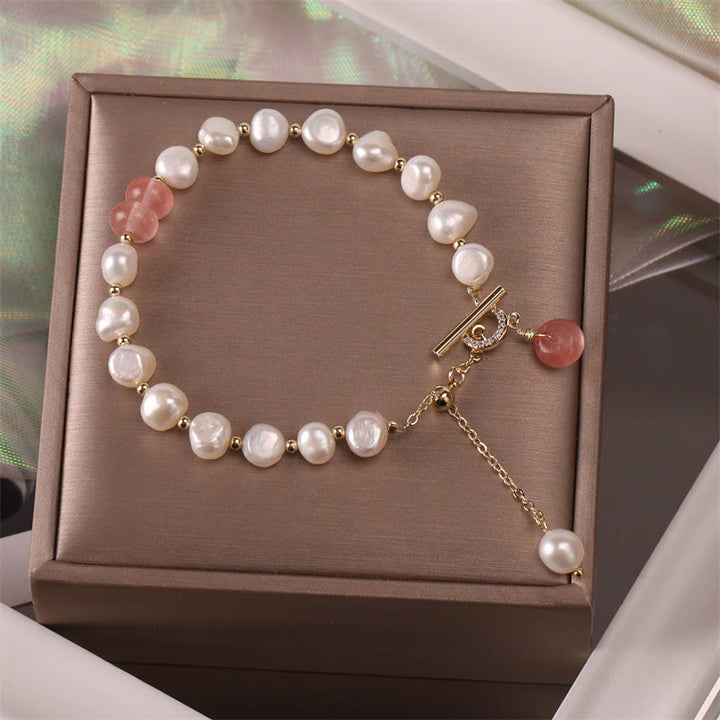 Braccialetto a catena curativo con perle di quarzo fragola verde Buddha Stones