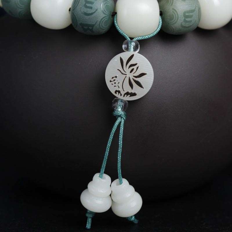 Buddha Stones Braccialetto di protezione delle sei vere parole di Bodhi bianco - image 8