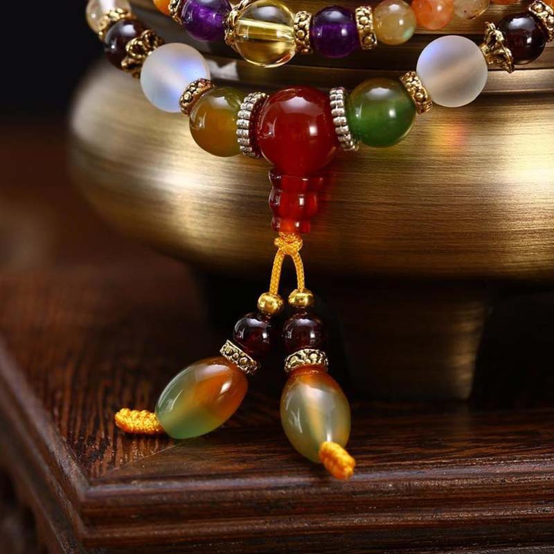 Bracciale Mala di guarigione al quarzo 108 Buddha Stones