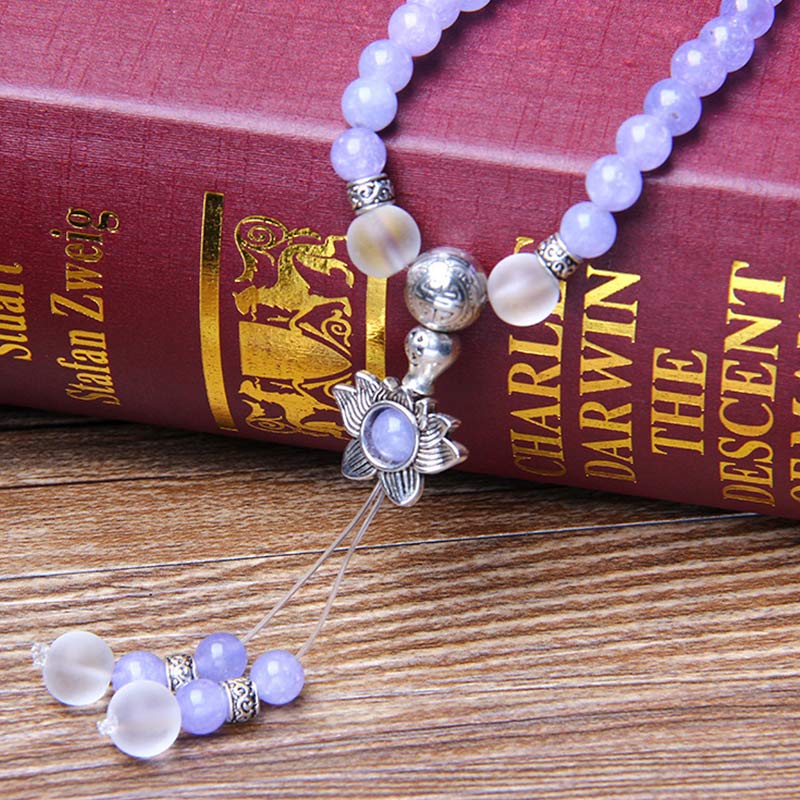 Braccialetto Mala con perline di diaspro viola Buddha Stones Strength