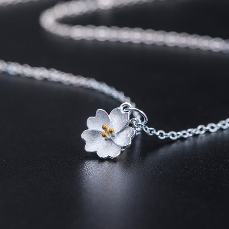Collana con ciondolo a forma di fiore di ciliegio in argento sterling 925 con Buddha Stones e benedizione - image 4