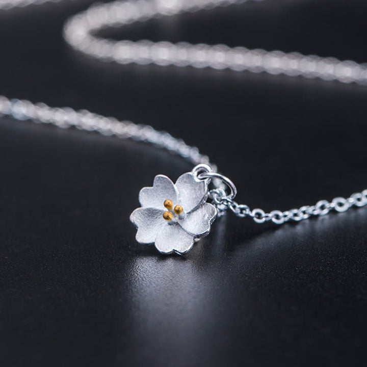 Collana con ciondolo a forma di fiore di ciliegio in argento sterling 925 con Buddha Stones e benedizione - image 4